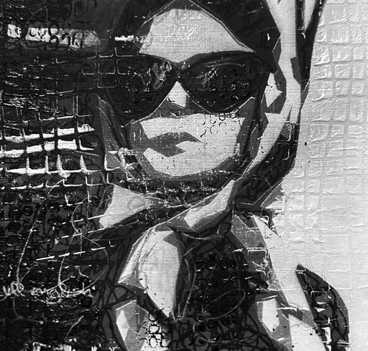 Chasing the Light of Healing: Original one-of-a-kind abstract painting, 5X5, created with Acrylic, ink, and pencil on off-white linen paper. Adds depth to refined interiors, layered collections, or luxury home offices.