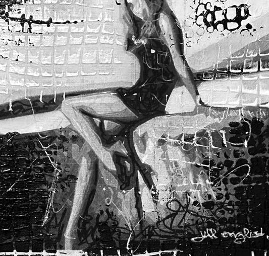 Basking in the Glow of Love, 5X5, crafted in Acrylic, ink, and pencil on off-white linen paper. This one-of-a-kind abstract painting complements refined interiors, layered collections, or luxury home offices.