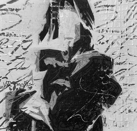 Cultivating Hidden Gardens 5X5 one-of-a-kind abstract painting, handmade using Acrylic, ink, and pencil on off-white linen paper. Beautiful in refined interiors, layered collections, or luxury home offices.