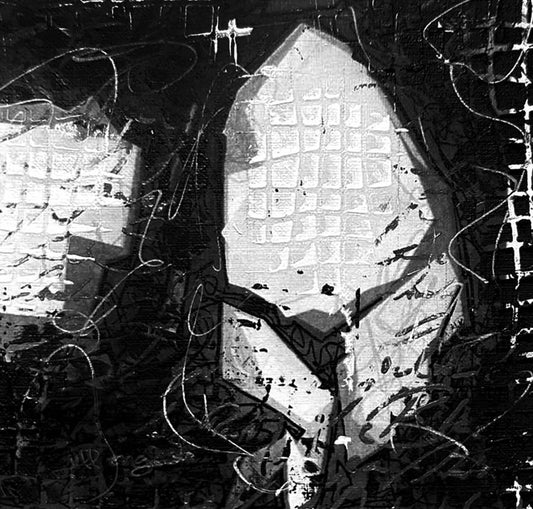 Chasing Fireflies, 5X5, crafted in Acrylic, ink, and pencil on off-white linen paper. This one-of-a-kind abstract painting complements refined interiors, layered collections, or luxury home offices.