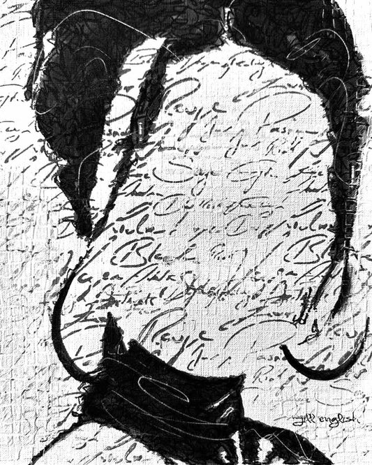 Thinking Beautiful Thoughts, 8X10, crafted in Acrylic, ink, and pencil on off-white linen paper. This one-of-a-kind abstract painting complements refined interiors, layered collections, or luxury home offices.