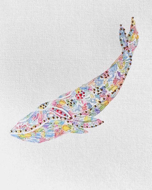 Whale 1: Coastal Watercolors 8X10 one-of-a-kind abstract painting, handmade using Watercolor with acrylic embelishment on off-white linen paper. Beautiful in refined interiors, layered collections, or luxury home offices.