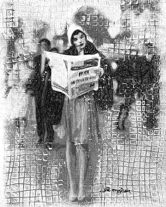 Whispering to the Winds of Change one-of-a-kind abstract painting in Acrylic, ink, and pencil on off-white linen paper, 8X10. Designed for refined interiors, layered collections, or luxury home offices.