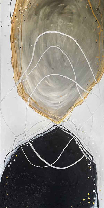 Complicated but Balanced, 36X72 one-of-a-kind abstract painting, handmade using Acrylic on canvas. Beautiful in refined interiors, layered collections, or luxury home offices.