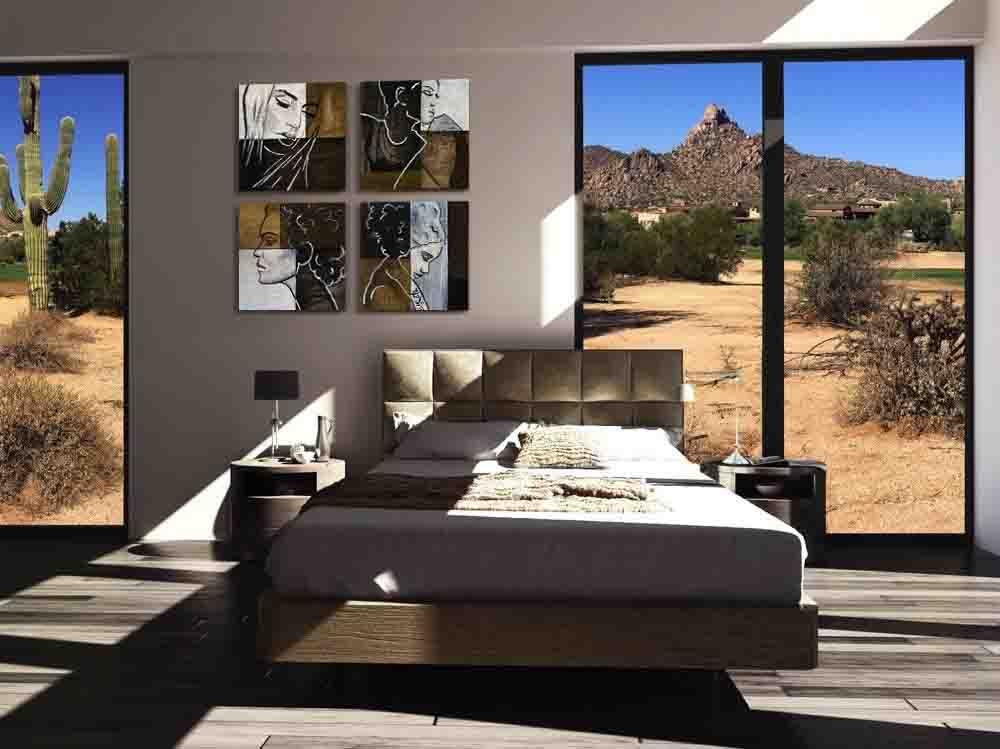 Facets, A one-of-a-kind abstract painting, Set of Four : 20 X 20 inch panels, created in Acrylic on canvas. Perfect for refined interiors, layered collections, or luxury home offices.
