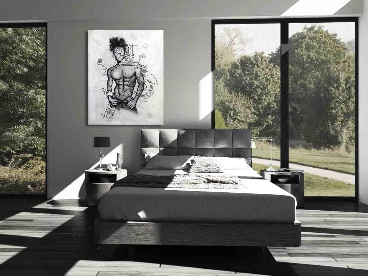 Genie Out Of The Bottle, 40X50, crafted in Acrylic on canvas. This one-of-a-kind abstract painting complements refined interiors, layered collections, or luxury home offices.