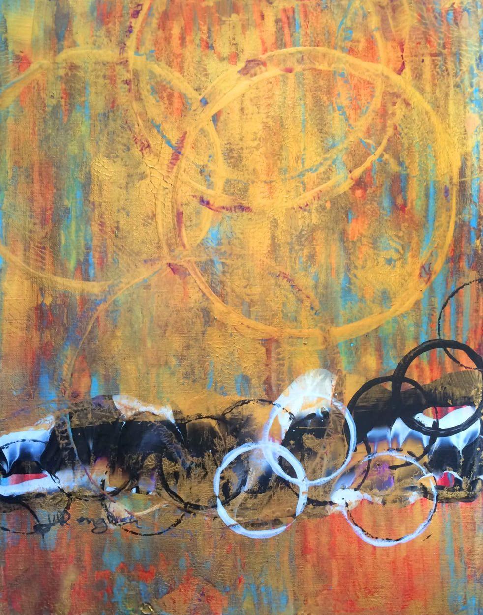 I Would Not Change A Thing No. 2 11x14 one-of-a-kind abstract painting, handmade using Acrylic on off-white linen paper. Beautiful in refined interiors, layered collections, or luxury home offices.