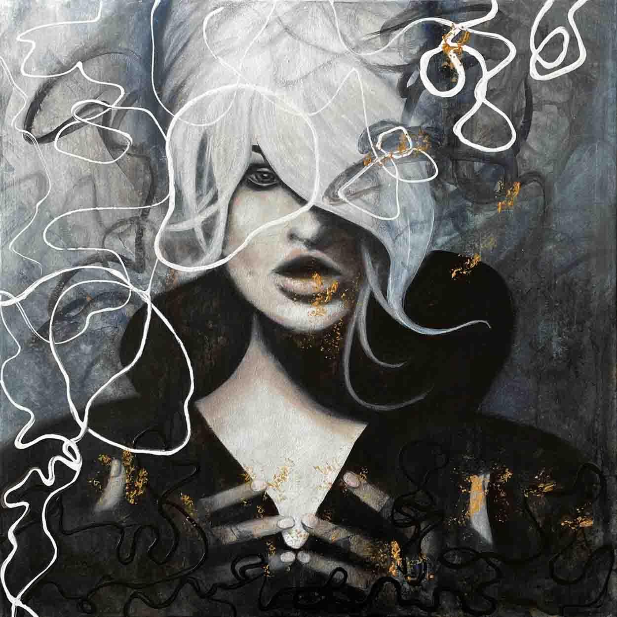 Not This Time: A one-of-a-kind abstract painting, 36 X 36, created in Acrylic on canvas. Perfect for refined interiors, layered collections, or luxury home offices.