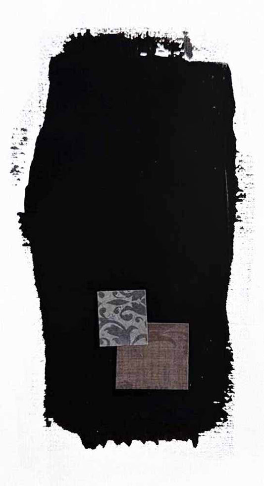 DŽcorLuxe No. 30, DcorLuxe No. 30: Original one-of-a-kind abstract painting, 5.75 X 11, created with Mixed Media, Acrylic, paper on off-white linen paper. Adds depth to refined interiors, layered collections, or luxury home offices.