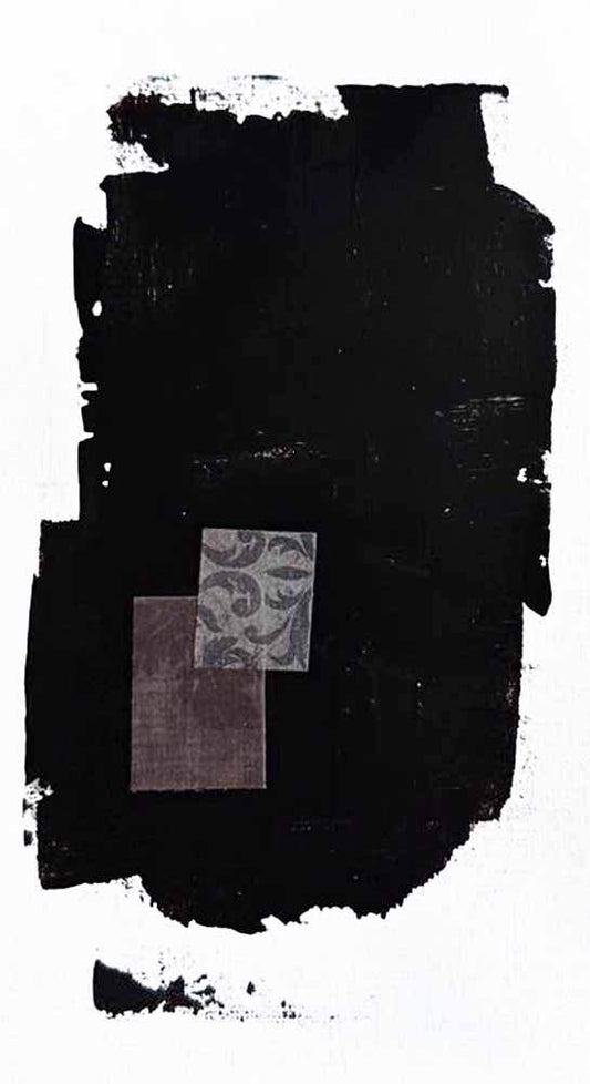 DŽcorLuxe No. 28, DcorLuxe No. 28: Original one-of-a-kind abstract painting, 5.75 X 11, created with Mixed Media, Acrylic, paper on off-white linen paper. Adds depth to refined interiors, layered collections, or luxury home offices.