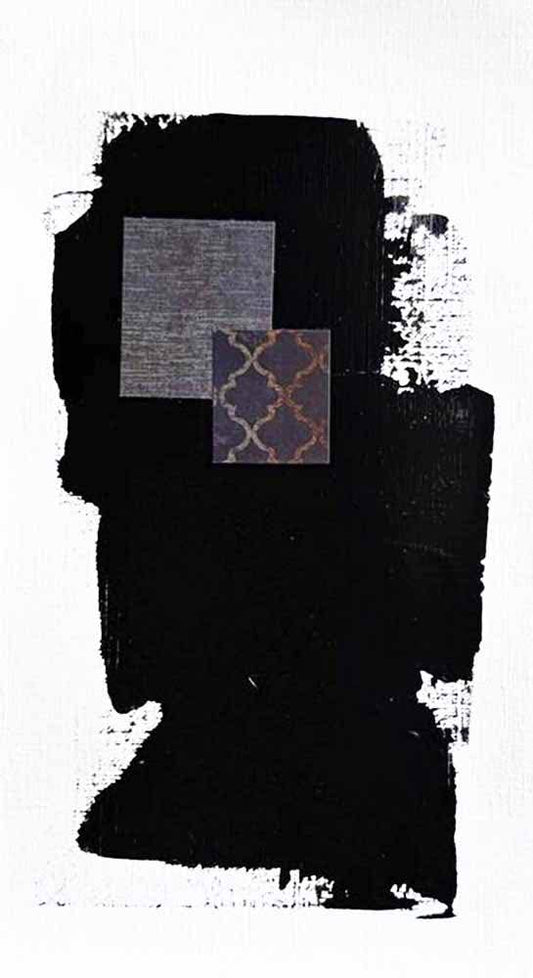 DŽcorLuxe No. 27, DcorLuxe No. 27 5.75 X 11 one-of-a-kind abstract painting, handmade using Mixed Media, Acrylic, paper on off-white linen paper. Beautiful in refined interiors, layered collections, or luxury home offices.