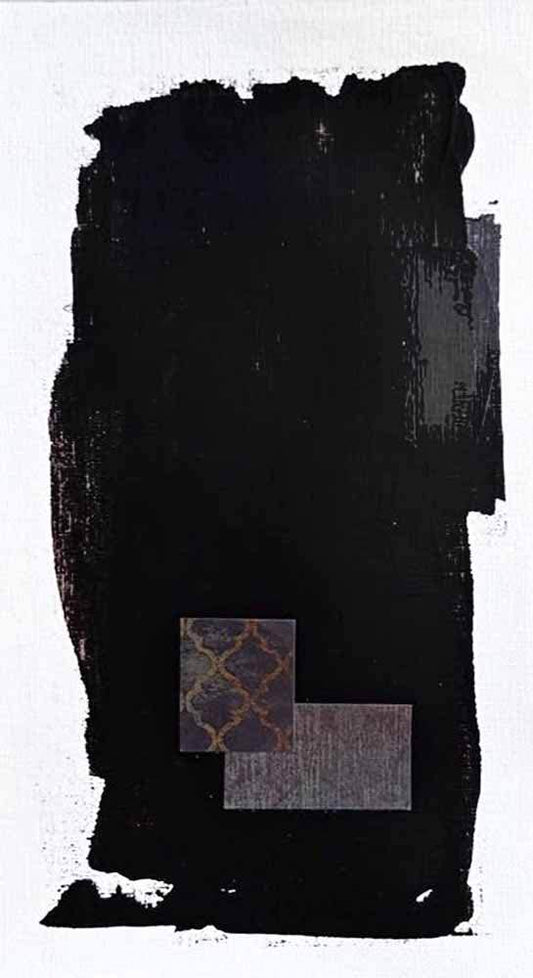 DŽcorLuxe No. 26, DcorLuxe No. 26: Original one-of-a-kind abstract painting, 5.75 X 11, created with Mixed Media, Acrylic, paper on off-white linen paper. Adds depth to refined interiors, layered collections, or luxury home offices.