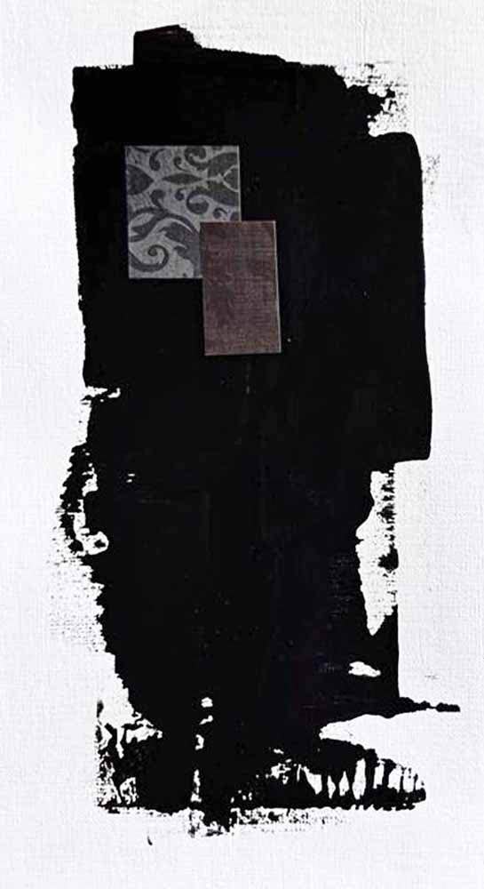 DécorLuxe No. 23, DcorLuxe No. 23 5.75 X 11 one-of-a-kind abstract painting, handmade using Mixed Media, Acrylic, paper on off-white linen paper. Beautiful in refined interiors, layered collections, or luxury home offices.