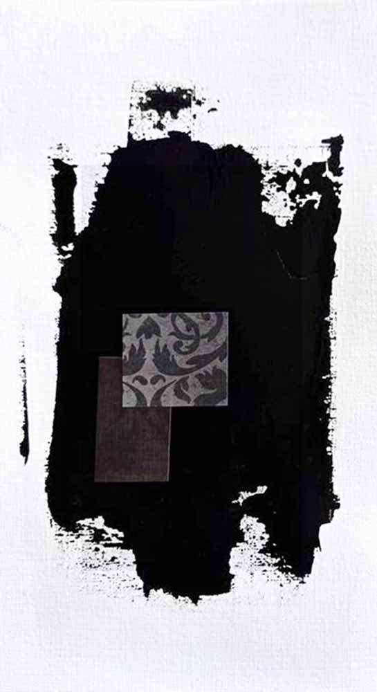 DécorLuxe No. 19, DcorLuxe No. 19: Original one-of-a-kind abstract painting, 5.75 X 11, created with Mixed Media, Acrylic, paper on off-white linen paper. Adds depth to refined interiors, layered collections, or luxury home offices.