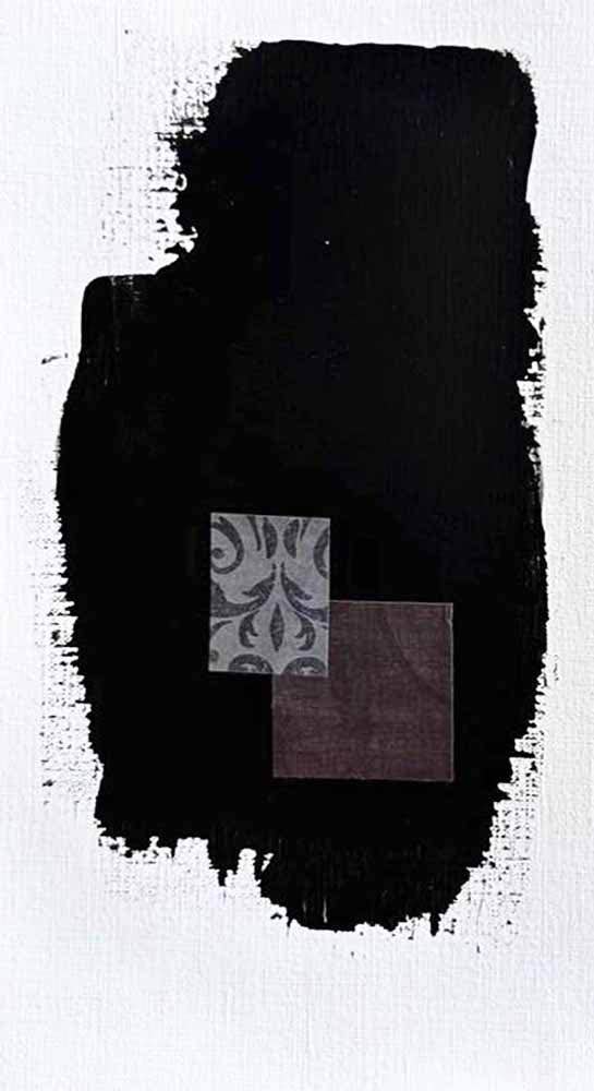 DécorLuxe No. 17, DcorLuxe No. 17 5.75 X 11 one-of-a-kind abstract painting, handmade using Mixed Media, Acrylic, paper on off-white linen paper. Beautiful in refined interiors, layered collections, or luxury home offices.