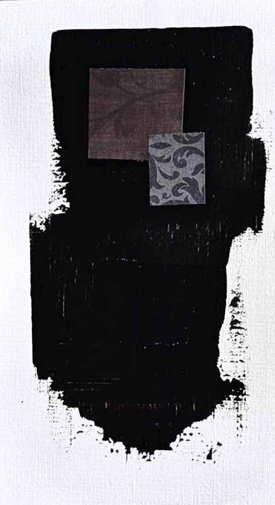 DécorLuxe No. 14, DcorLuxe No. 14: A one-of-a-kind abstract painting, 5.75 X 11, created in Mixed Media, Acrylic, paper on off-white linen paper. Perfect for refined interiors, layered collections, or luxury home offices.