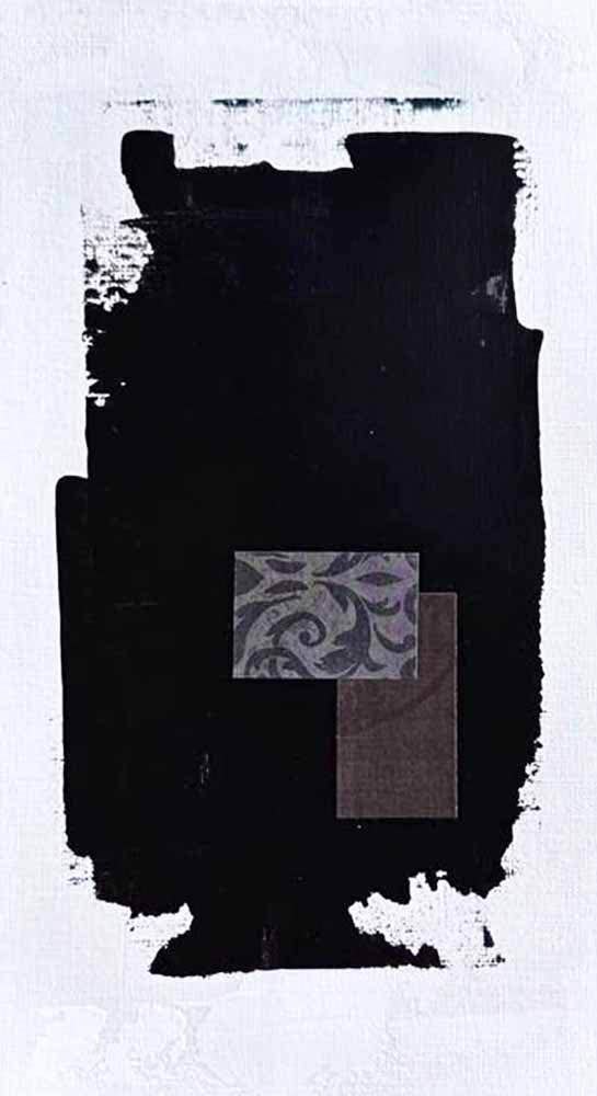 DécorLuxe No. 12, DcorLuxe No. 12: A one-of-a-kind abstract painting, 5.75 X 11, created in Mixed Media, Acrylic, paper on off-white linen paper. Perfect for refined interiors, layered collections, or luxury home offices.