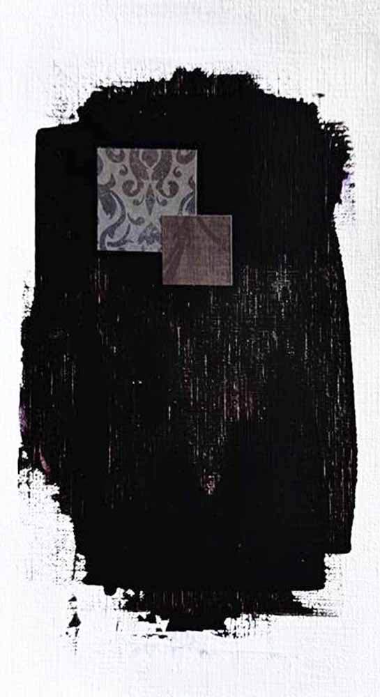 DécorLuxe No. 9, DcorLuxe No. 9 5.75 X 11 one-of-a-kind abstract painting, handmade using Mixed Media, Acrylic, paper on off-white linen paper. Beautiful in refined interiors, layered collections, or luxury home offices.