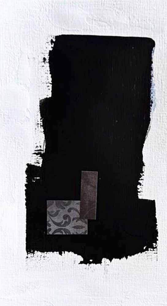 DécorLuxe No. 6, DcorLuxe No. 6: A one-of-a-kind abstract painting, 5.75 X 11, created in Mixed Media, Acrylic, paper on off-white linen paper. Perfect for refined interiors, layered collections, or luxury home offices.