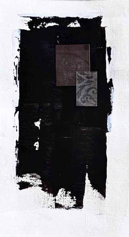 DŽcorLuxe No. 3, DcorLuxe No. 3: A one-of-a-kind abstract painting, 5.75 X 11, created in Mixed Media, Acrylic, paper on off-white linen paper. Perfect for refined interiors, layered collections, or luxury home offices.