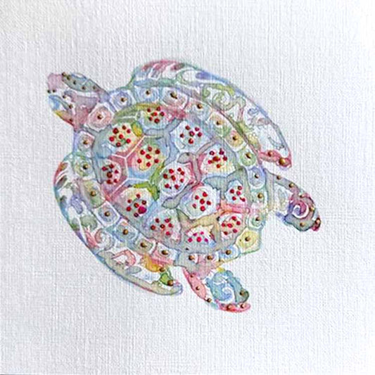 Seaturtle 7: Mini Watercolor: Original one-of-a-kind abstract painting, 5X5, created with nan. Adds depth to refined interiors, layered collections, or luxury home offices.