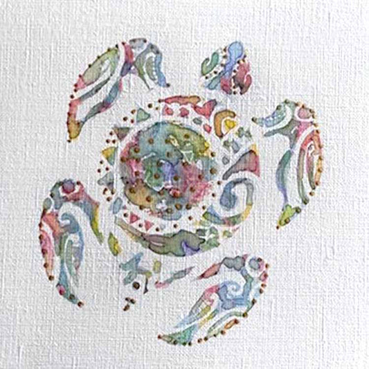 Seaturtle 1: Mini Watercolor: A one-of-a-kind abstract painting, 5X5, created in nan. Perfect for refined interiors, layered collections, or luxury home offices.