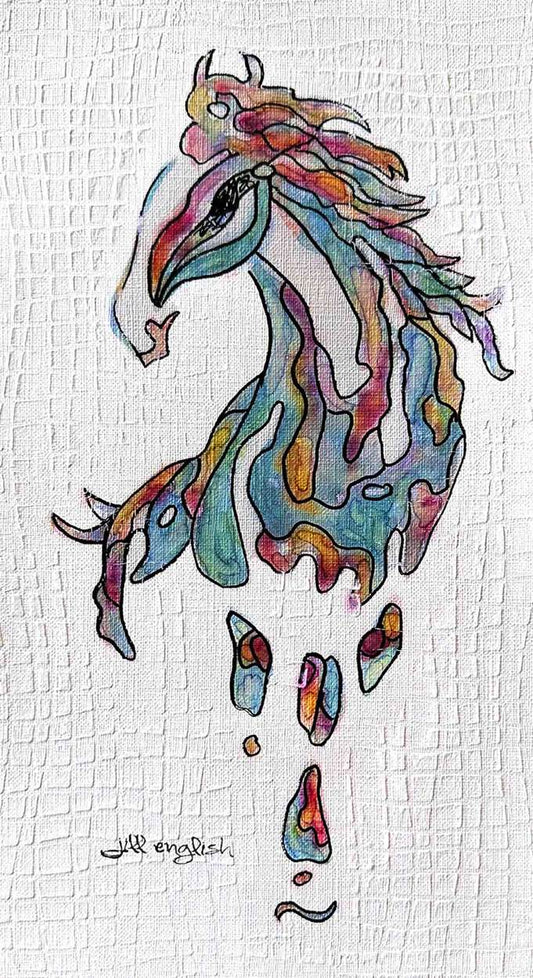 Amitola Cheveyo No. 4 one-of-a-kind abstract painting in 6X11. Designed for refined interiors, layered collections, or luxury home offices.