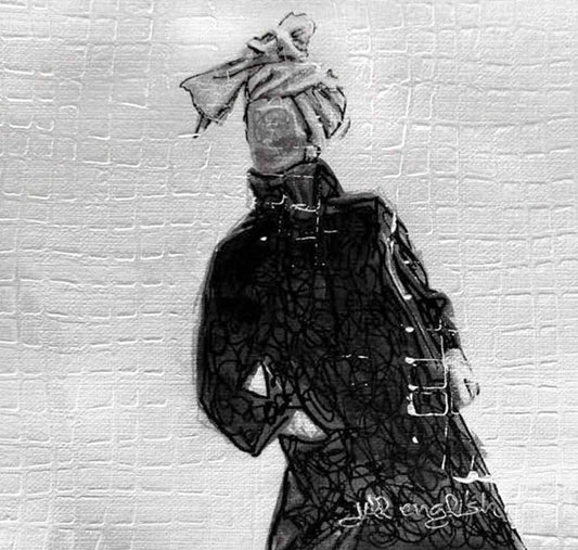 Defying the Valley of Despair: Original one-of-a-kind abstract painting, 5X5, created with Acrylic, ink, and pencil on off-white linen paper. Adds depth to refined interiors, layered collections, or luxury home offices.