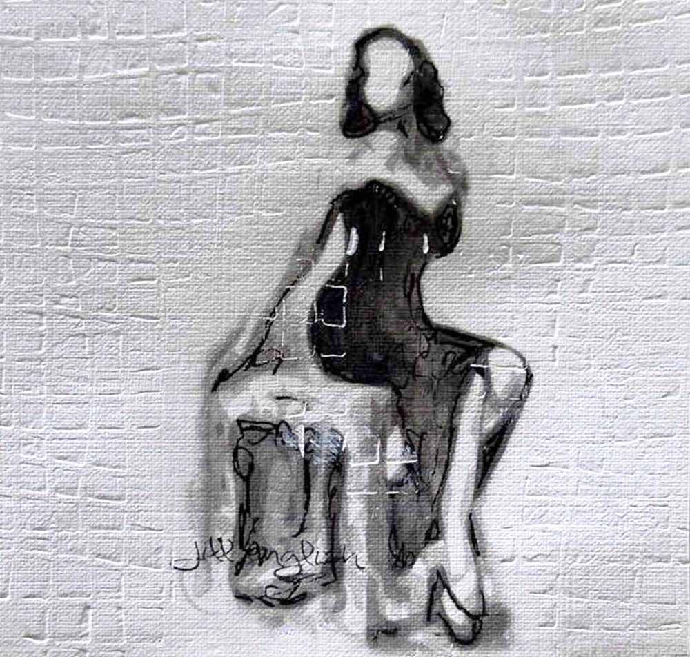Experiencing the Warmth of Acceptance one-of-a-kind abstract painting in Acrylic, ink, and pencil on off-white linen paper, 5X5. Designed for refined interiors, layered collections, or luxury home offices.