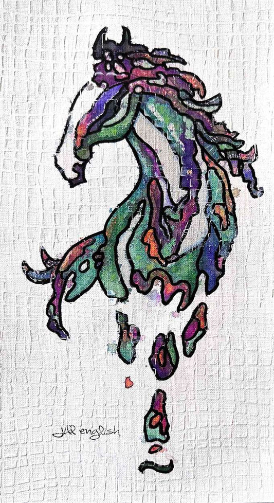 Amitola Cheveyo No. 5: Original one-of-a-kind abstract painting, 6X11, created with Watercolor with acrylic embelishment on off-white linen paper. Adds depth to refined interiors, layered collections, or luxury home offices.