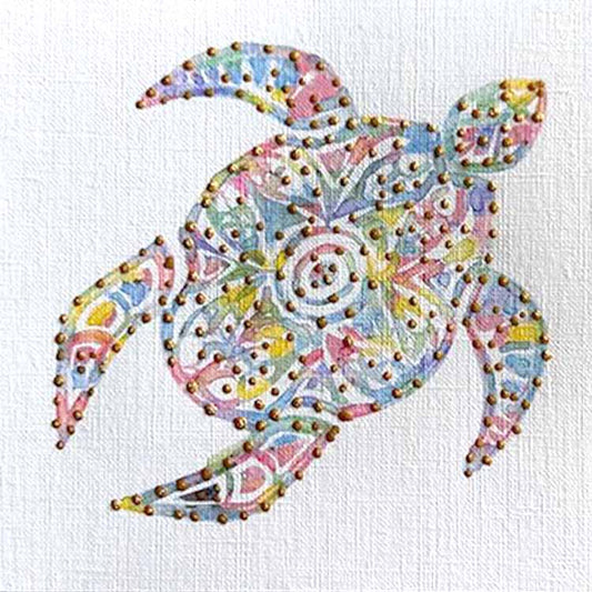 Seaturtle 3: Mini Watercolor 5X5 one-of-a-kind abstract painting, handmade using nan. Beautiful in refined interiors, layered collections, or luxury home offices.