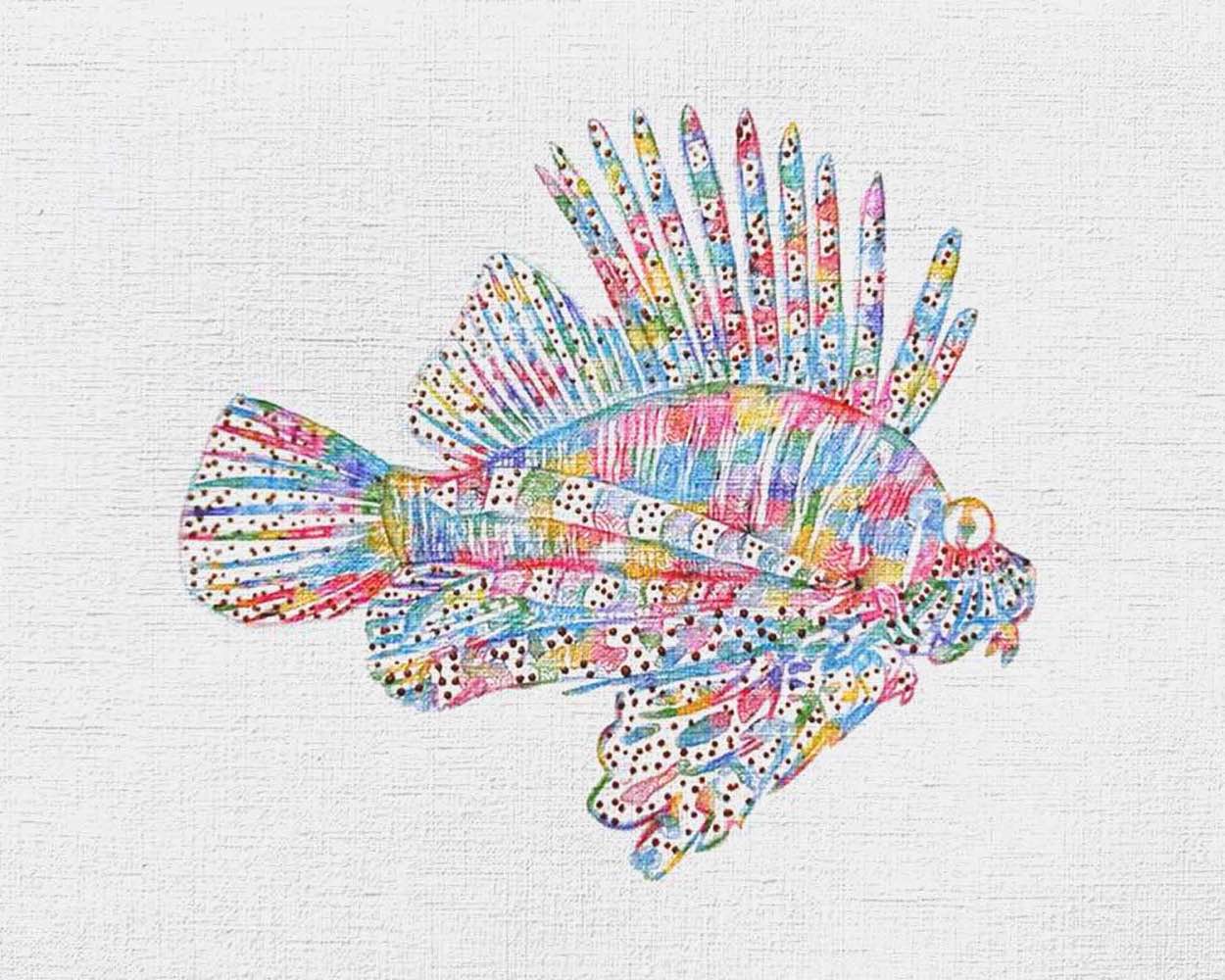 Fish: Coastal Watercolors: A one-of-a-kind abstract painting, 8X10, created in Watercolor with acrylic embelishment on off-white linen paper. Perfect for refined interiors, layered collections, or luxury home offices.