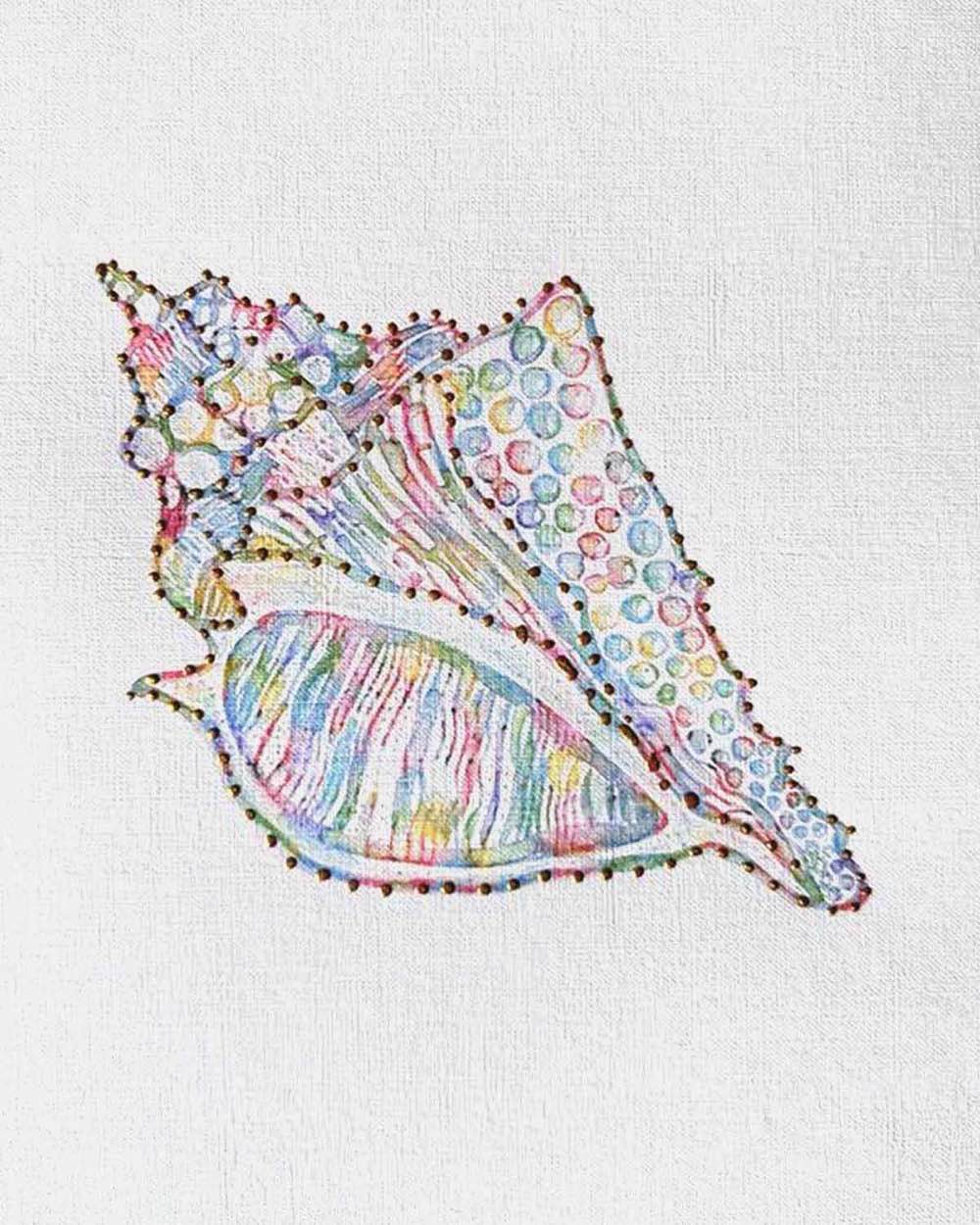 Seashell: Coastal Watercolors No. 2 8X10 one-of-a-kind abstract painting, handmade using Watercolor with acrylic embelishment on off-white linen paper. Beautiful in refined interiors, layered collections, or luxury home offices.