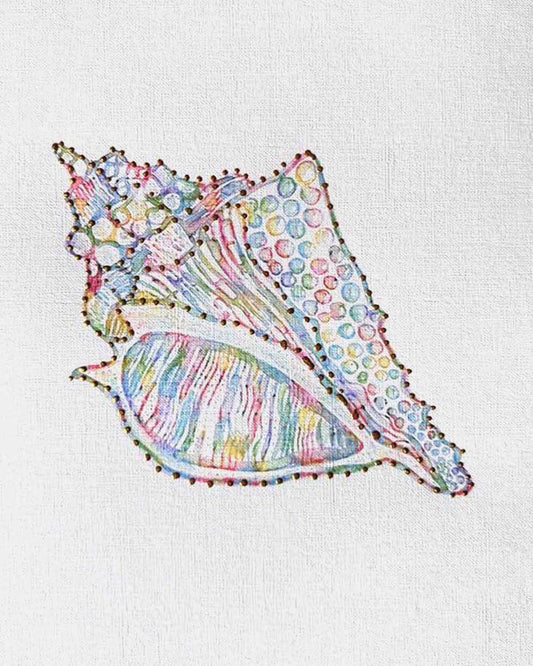 Seashell: Coastal Watercolors No. 2 8X10 one-of-a-kind abstract painting, handmade using Watercolor with acrylic embelishment on off-white linen paper. Beautiful in refined interiors, layered collections, or luxury home offices.