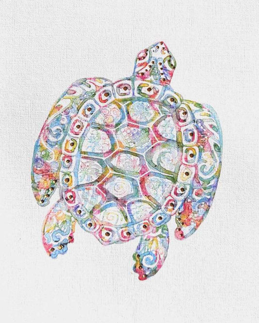 Seaturtle: Coastal Watercolors No. 11: A one-of-a-kind abstract painting, 8X10, created in Watercolor with acrylic embelishment on off-white linen paper. Perfect for refined interiors, layered collections, or luxury home offices.