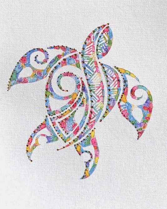 Seaturtle: Coastal Watercolors No. 2: Original one-of-a-kind abstract painting, 8X10, created with Watercolor with acrylic embelishment on off-white linen paper. Adds depth to refined interiors, layered collections, or luxury home offices.