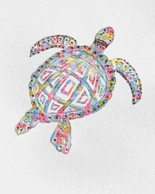 Seaturtle: Coastal Watercolors No. 4: A one-of-a-kind abstract painting, 8X10, created in Watercolor with acrylic embelishment on off-white linen paper. Perfect for refined interiors, layered collections, or luxury home offices.