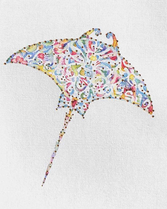 Stingray: Coastal Watercolors No. 1: A one-of-a-kind abstract painting, 8X10, created in Watercolor with acrylic embelishment on off-white linen paper. Perfect for refined interiors, layered collections, or luxury home offices.