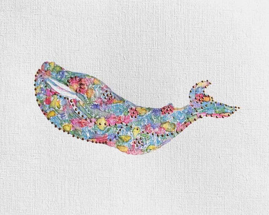 Whale 6: Coastal Watercolors: Original one-of-a-kind abstract painting, 8X10, created with Watercolor with acrylic embelishment on off-white linen paper. Adds depth to refined interiors, layered collections, or luxury home offices.