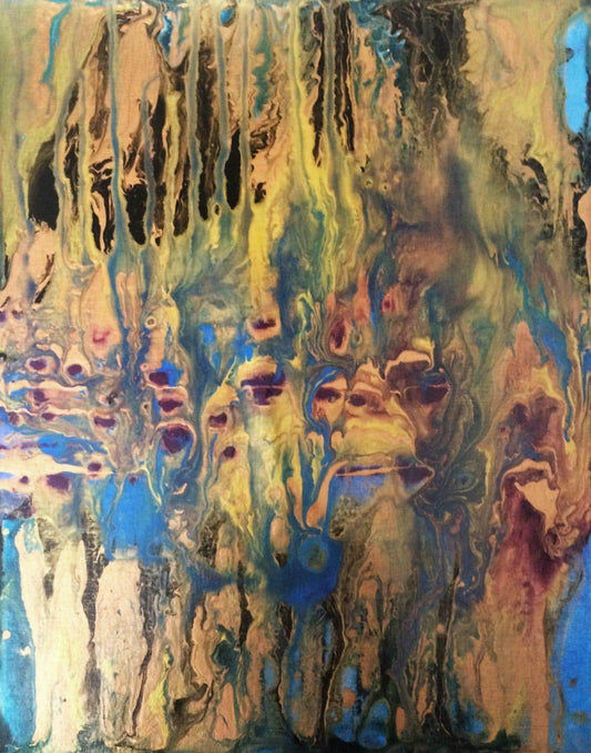 Atlantis No. 12: Original one-of-a-kind abstract painting, 11x14, created with Acrylic on off-white linen paper. Adds depth to refined interiors, layered collections, or luxury home offices.