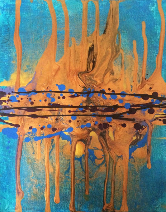 Atlantis No. 7: Original one-of-a-kind abstract painting, 11x14, created with Acrylic on off-white linen paper. Adds depth to refined interiors, layered collections, or luxury home offices.