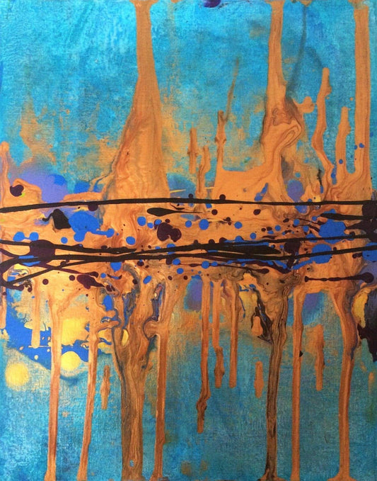 Atlantis No. 9, 11x14, crafted in Acrylic on off-white linen paper. This one-of-a-kind abstract painting complements refined interiors, layered collections, or luxury home offices.