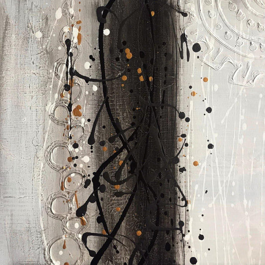 Crossroads No. 16, 20 X 20, crafted in Acrylic on canvas. This symbolic, grid-based abstract complements modern living rooms, creative offices, or curated collections.