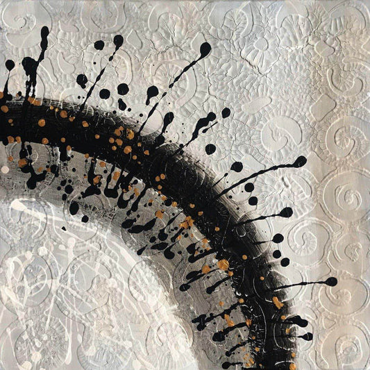 Crossroads No. 18, 20 X 20, crafted in Acrylic on canvas. This symbolic, grid-based abstract complements modern living rooms, creative offices, or curated collections.