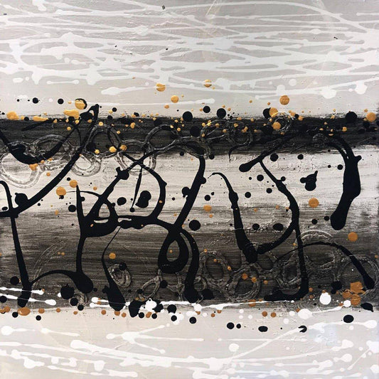 Crossroads No. 22: A symbolic, grid-based abstract, 20 X 20, created in Acrylic on canvas. Perfect for modern living rooms, creative offices, or curated collections.