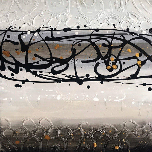 Crossroads No. 24, 20 X 20, crafted in Acrylic on canvas. This symbolic, grid-based abstract complements modern living rooms, creative offices, or curated collections.