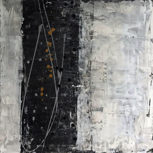 Crossroads No. 4: A symbolic, grid-based abstract, 20 X 20, created in Acrylic on canvas. Perfect for modern living rooms, creative offices, or curated collections.