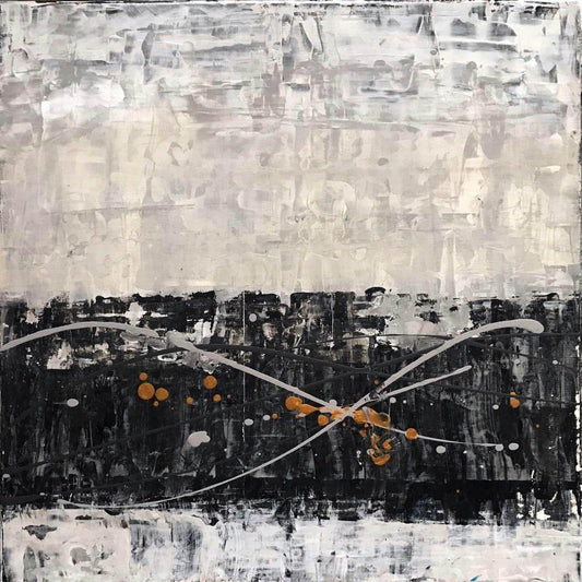 Crossroads No. 5 symbolic, grid-based abstract in Acrylic on canvas, 20 X 20. Designed for modern living rooms, creative offices, or curated collections.