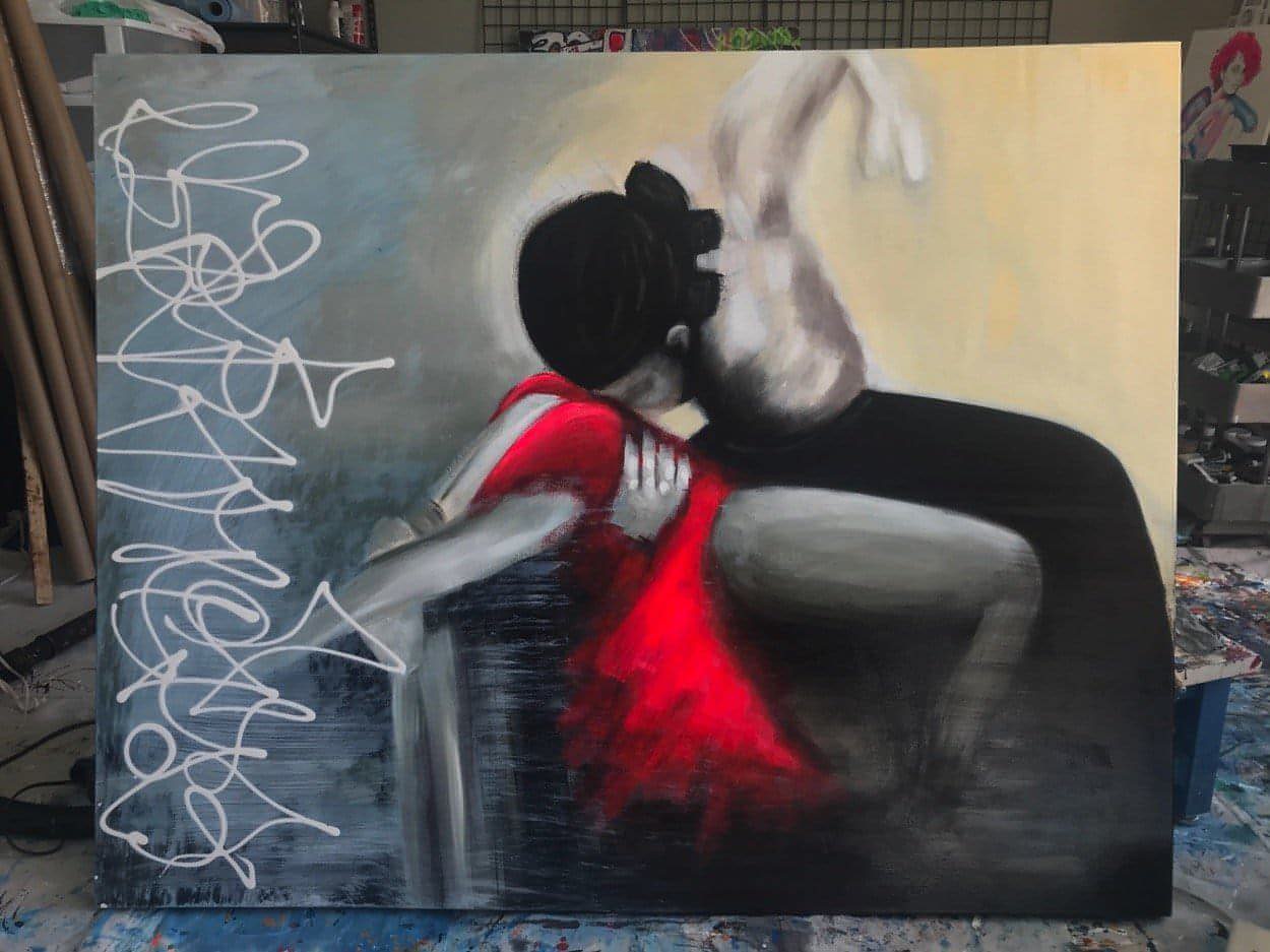 Fermata, A one-of-a-kind abstract painting, 60 X 48, created in Acrylic on canvas. Perfect for refined interiors, layered collections, or luxury home offices.