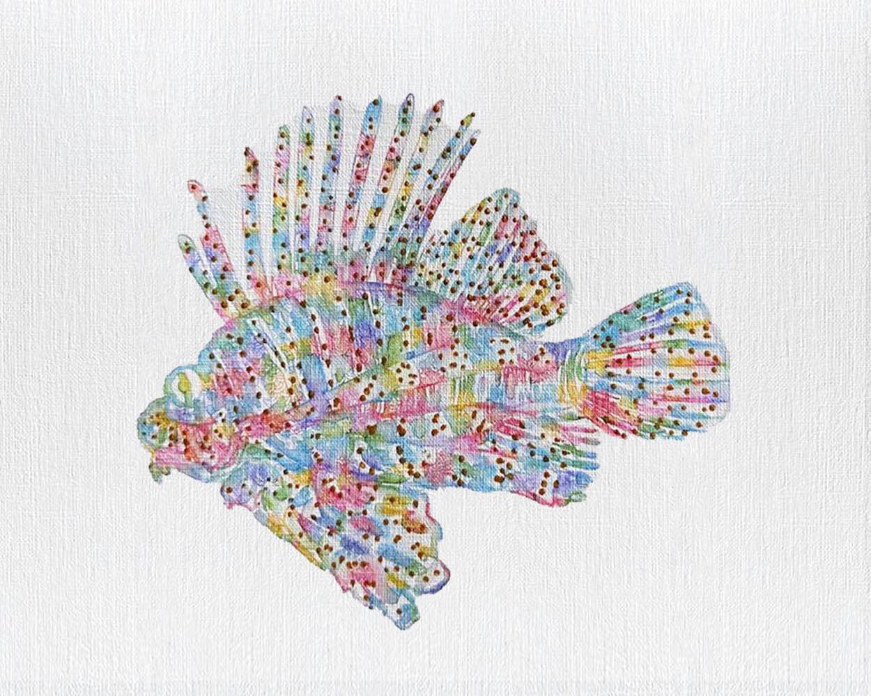 Fish 5: Coastal Watercolors: A one-of-a-kind abstract painting, 8X10, created in Watercolor with acrylic embelishment on off-white linen paper. Perfect for refined interiors, layered collections, or luxury home offices.